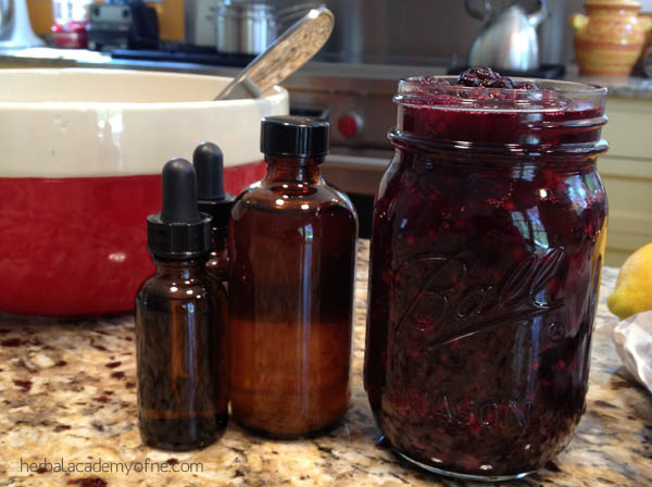 homemade berry jam with herbs