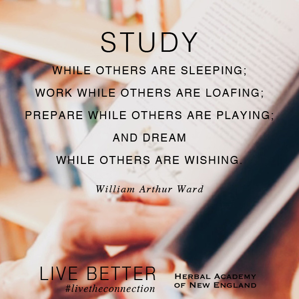 Studying, preparation, and hard work pay off for those who dedicate themselves. Don’t mentally check out, even for a season, instead challenge yourself to Live Better this year by setting intellectual goals. Read more books, study in our Online Introductory Herbal Course. You’ll discover a whole new you by the end of the year. #livetheconnection