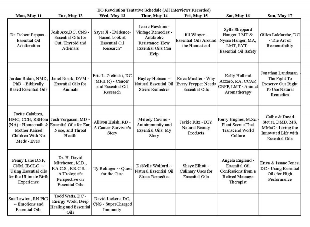 Free Essential Oils Summit Schedule