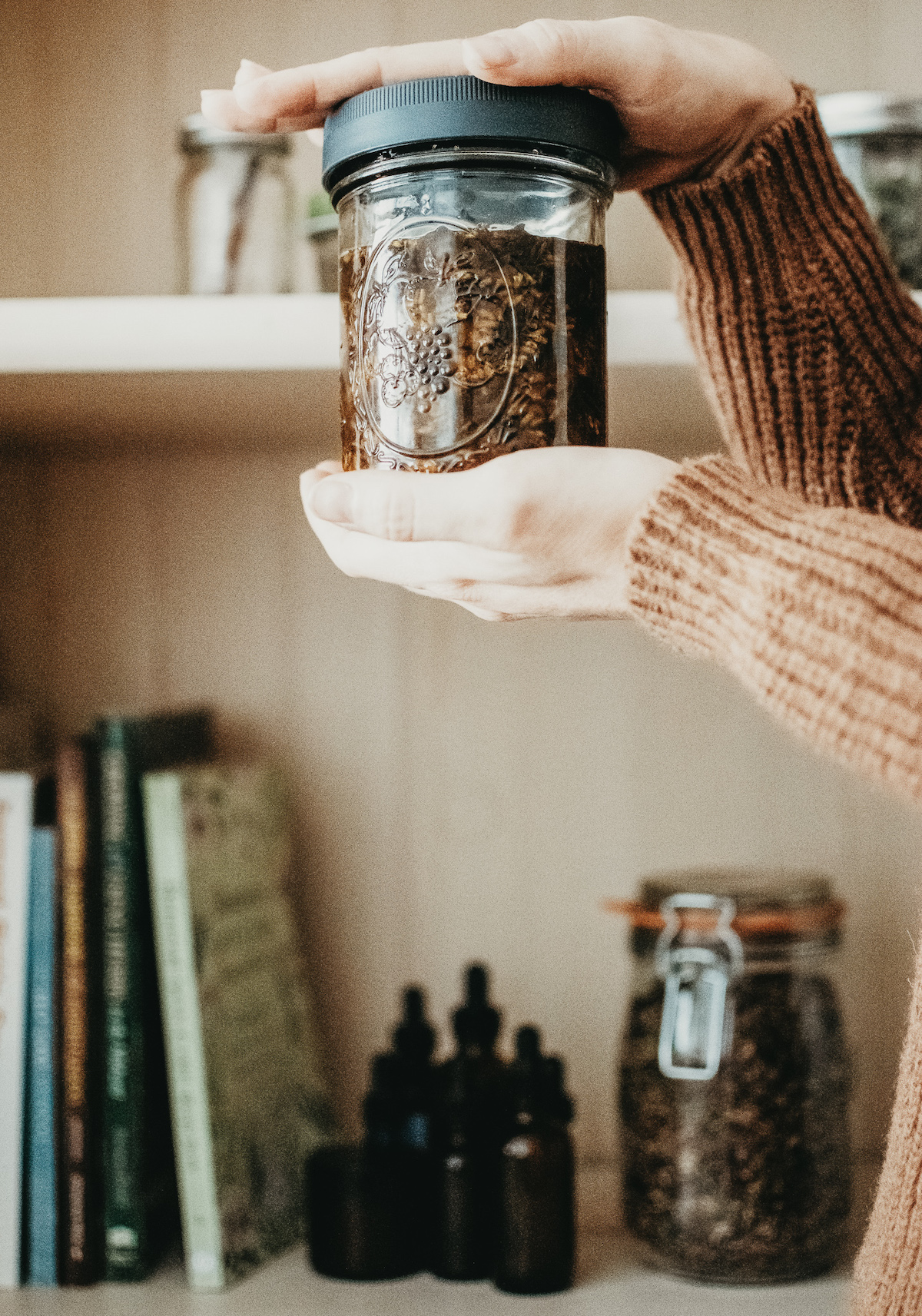 jar of herbal infusion