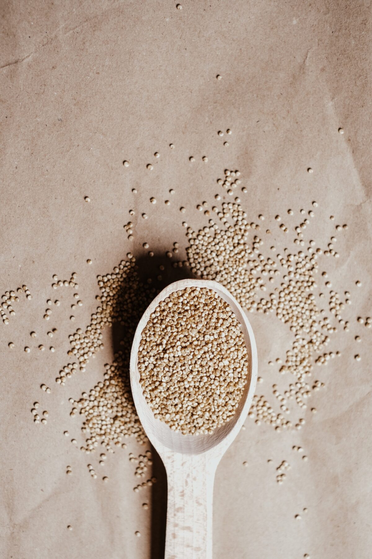 quinoa on a wooden spoon