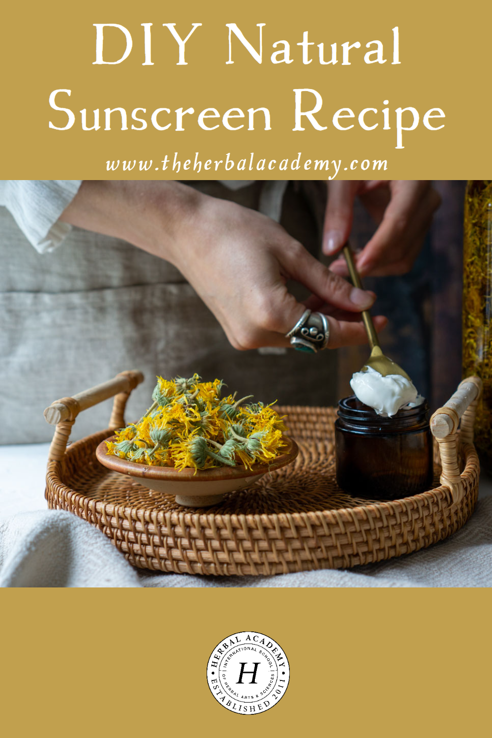 As you enjoy the beautiful days of summer, soothe and protect your skin with this DIY Natural Sunscreen Recipe Pinterest image