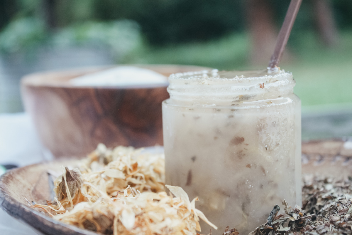 sugar scrub in a glass jar