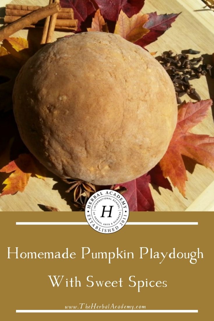 Homemade Pumpkin Playdough With Sweet Spices | Herbal Academy | Make a wonderfully fragrant pumpkin playdough full of spices and colored with herbs. Perfect for Autumn playtime with kids!
