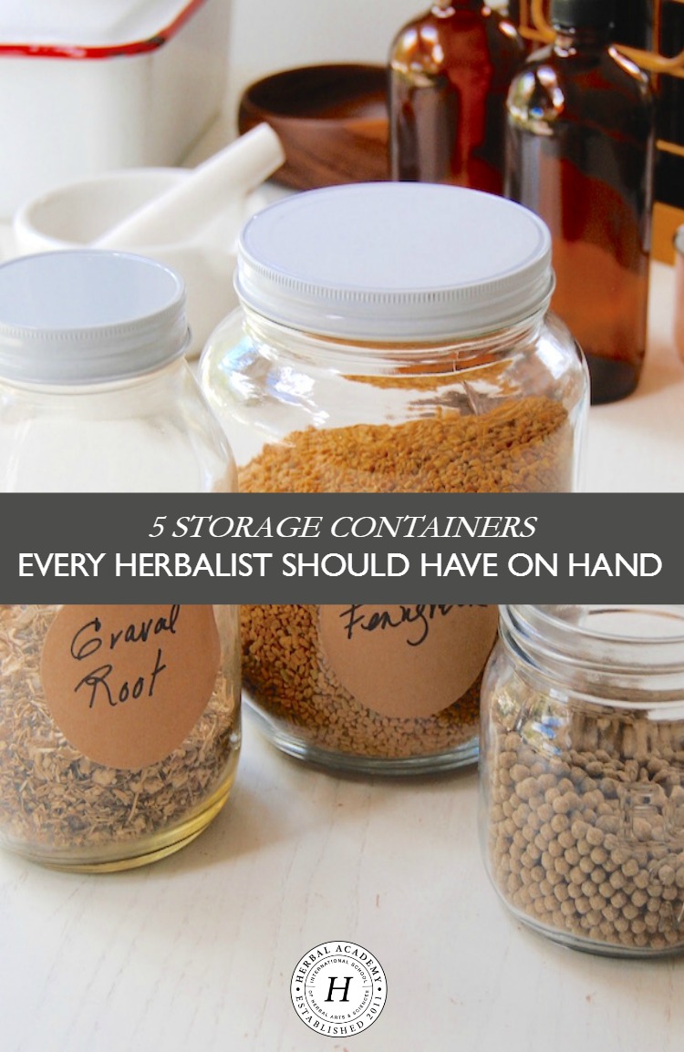 5 Storage Containers Every Herbalist Should Have On Hand | Herbal Academy | Good storage containers are an essential tool for organizing herbs. Let’s take a look at 5 types of storage containers to have on hand!