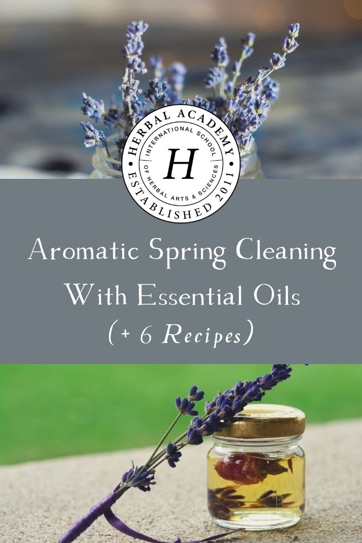 Aromatic Spring Cleaning With Essential Oils | Herbal Academy | What if you could make spring cleaning less onerous by using products that support your health? Here are six cleaning recipes using essential oils!