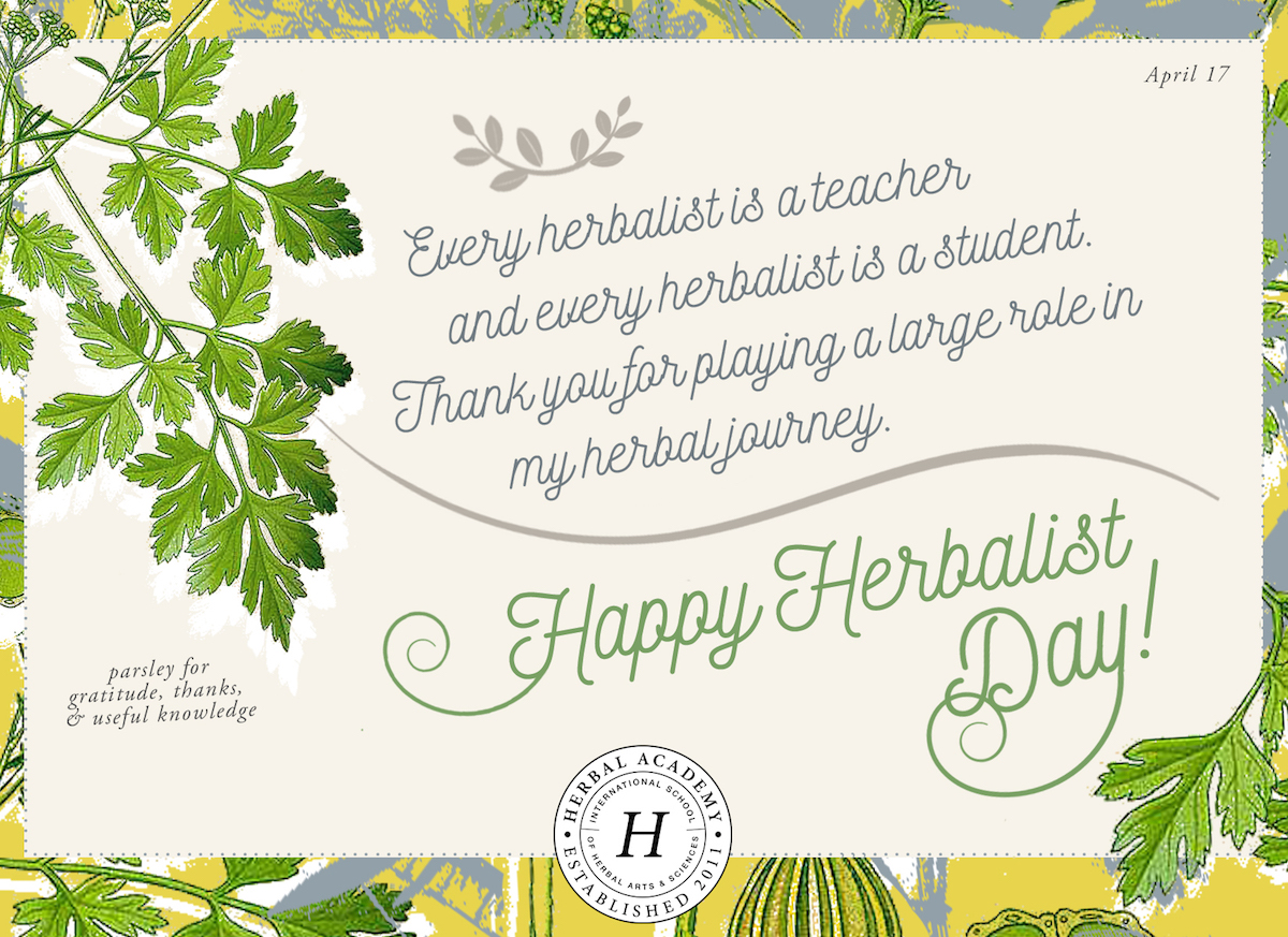 FREE Happy Thank an Herbalist Day card by Herbal Academy - parsley for gratitude