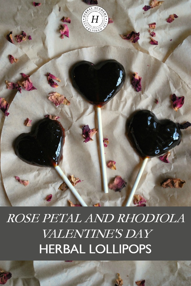 Rose Petal and Rhodiola Valentine’s Day Herbal Lollipops | Herbal Academy | Treat yourself to some herbal goodness with these Rose Petal and Rhodiola Valentine’s Day Herbal Lollipops!
