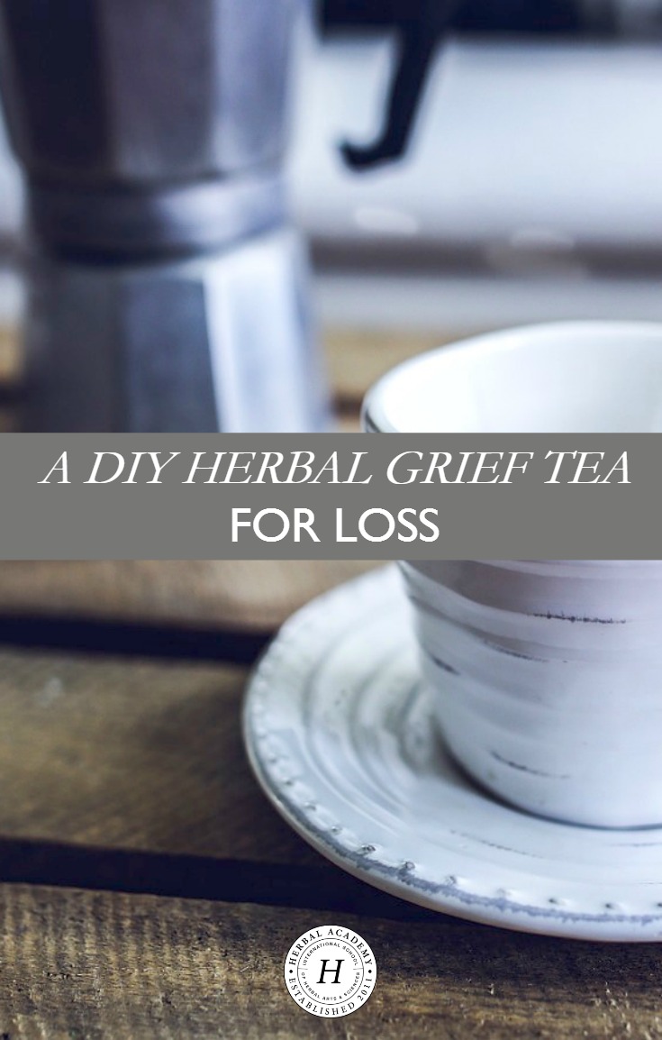 A DIY Herbal Grief Tea For Loss | Herbal Academy | Do you know someone who is going through the grieving process? Show them some support by offering them a beautiful jar of this DIY Herbal Grief Tea.