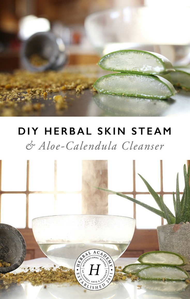 DIY Herbal Skin Steam and Aloe-Calendula Cleanser | Herbal Academy | Cleanse and moisturize your face with this DIY Herbal Skin Steam and Aloe-Calendula Cleanser for glowing skin!