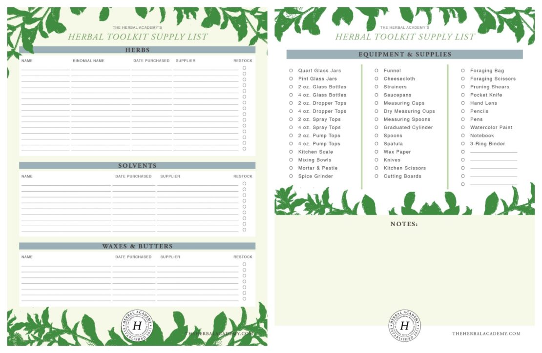 14 Must-Have Supplies For Herbalists (Plus A Free Printable Supply List) | Herbal Academy | Are you setting up your home apothecary but wonder which supplies are necessary? Here's a printable list of 14 supplies that are most helpful to herbalists.