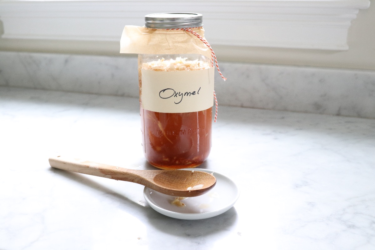 oxymel in a glass jar