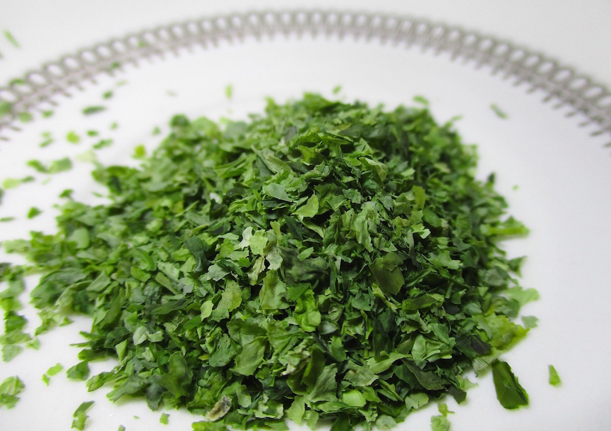 chopped seaweed on a plate