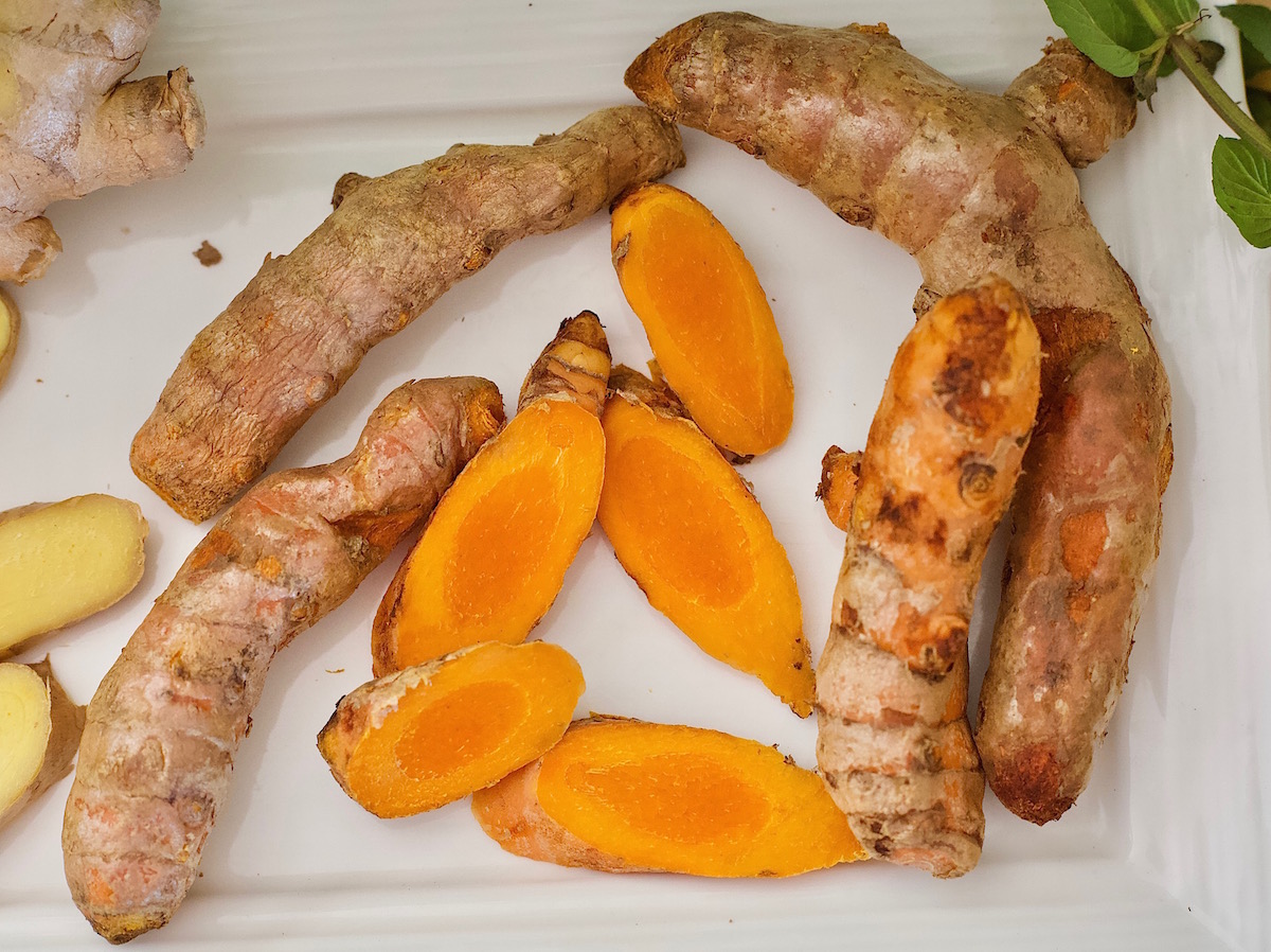 turmeric root on a platter