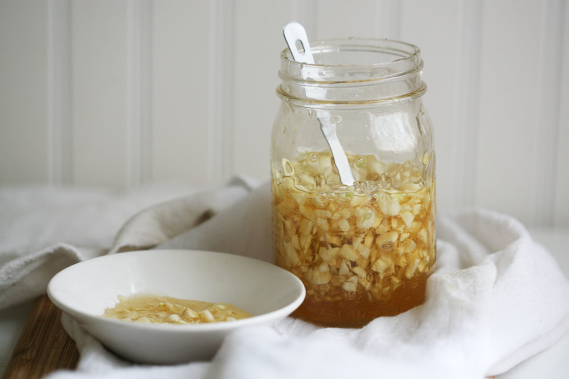 DIY Garlic Honey for For Cold & Flu Season Preparation