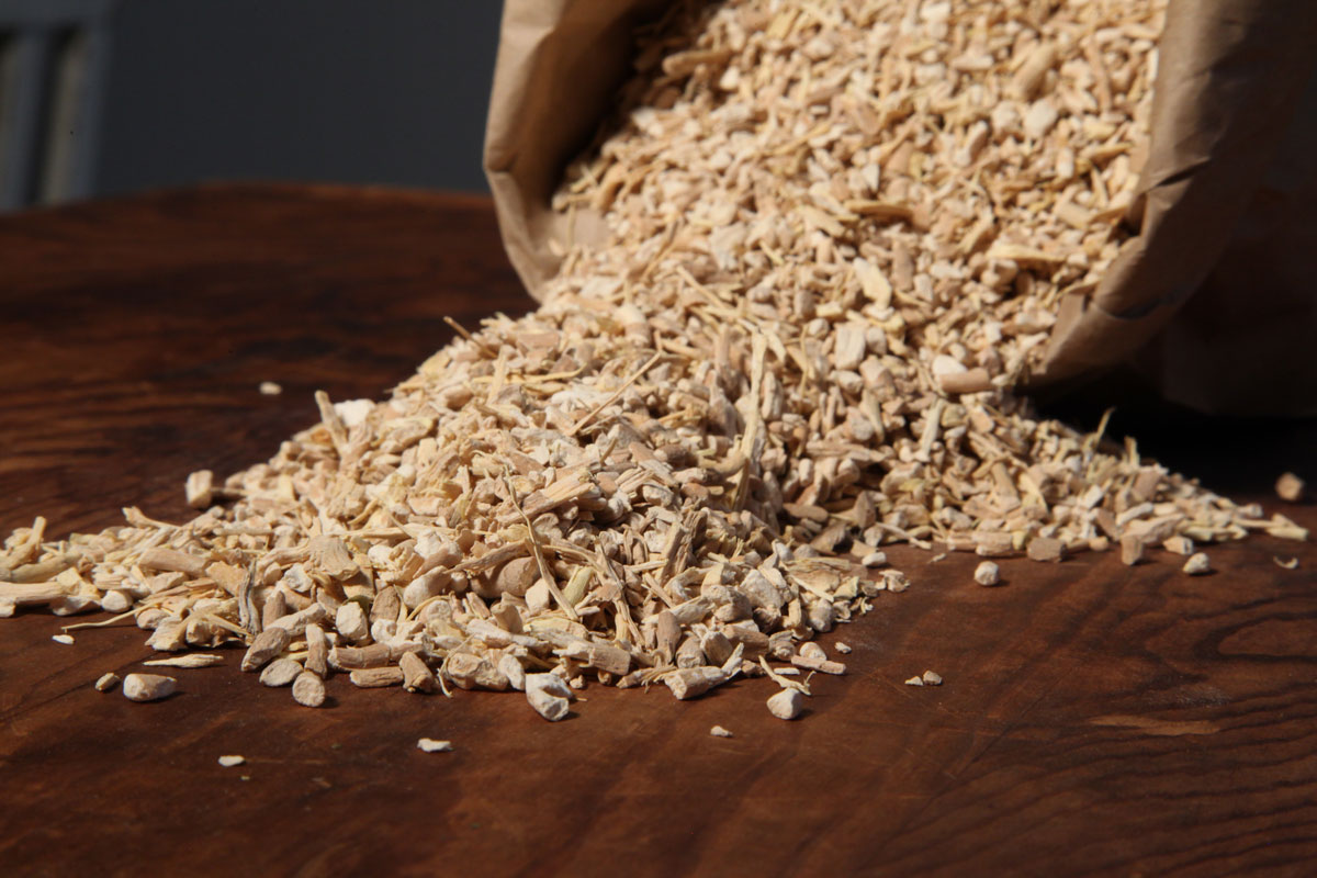 ashwagandha root in a brown paper bag