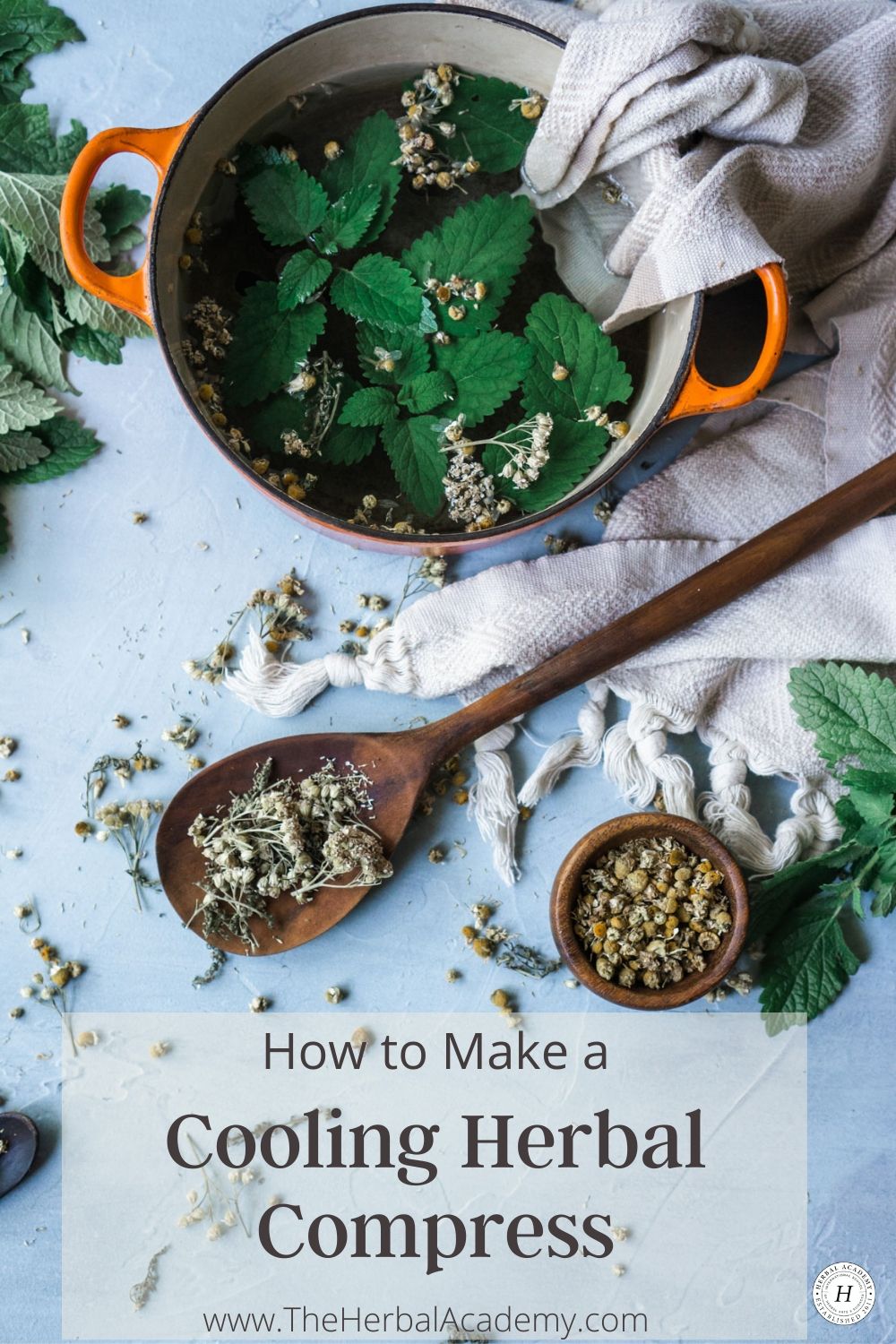 Try A Cooling Herbal Compress for Hot Summer Days | Herbal Academy | One way to keep the heat at bay while enjoying summer weather is to make a cooling herbal compress from herbs like peppermint, yarrow, and chamomile.