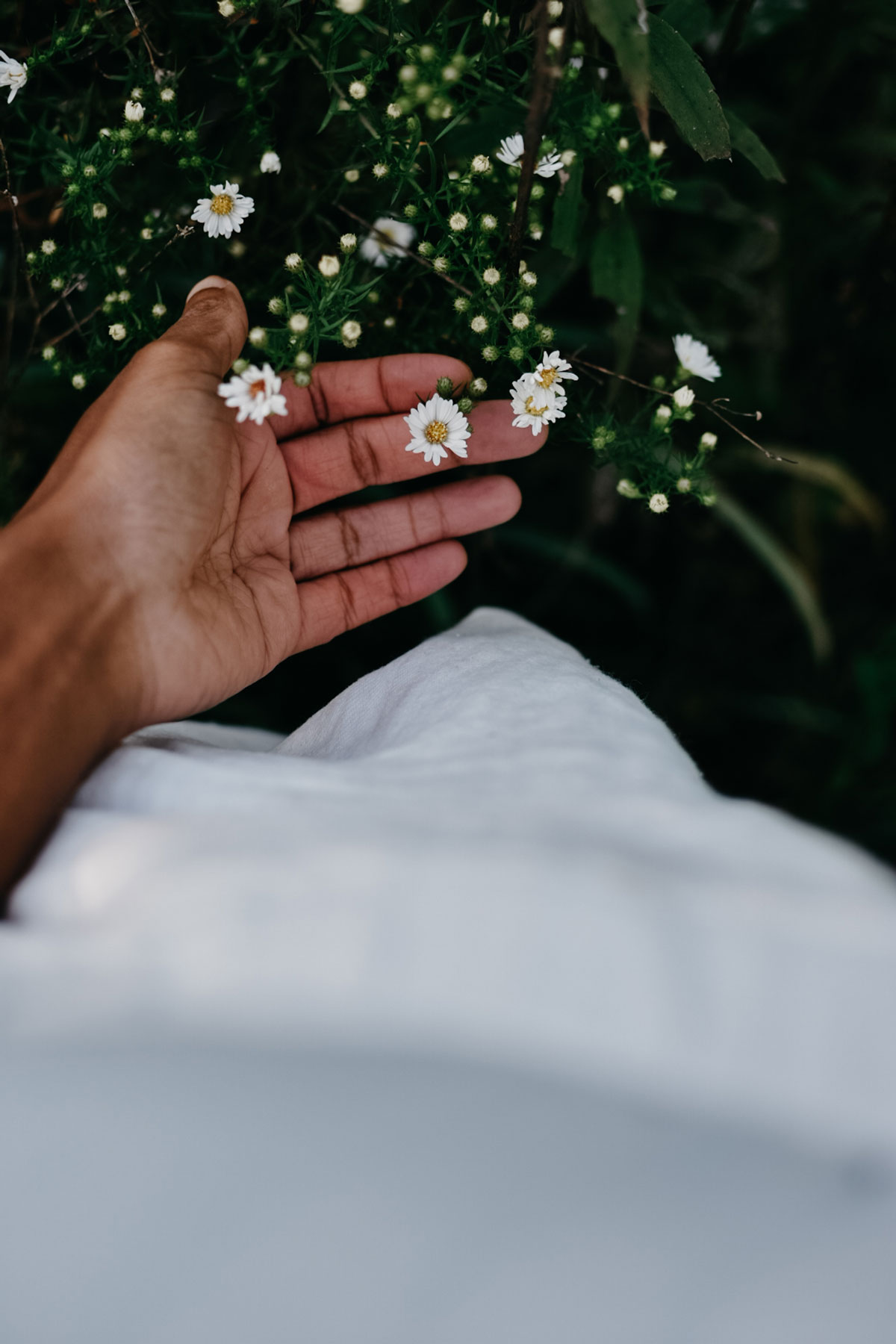 Alyson Morgan holding flowers in her hands