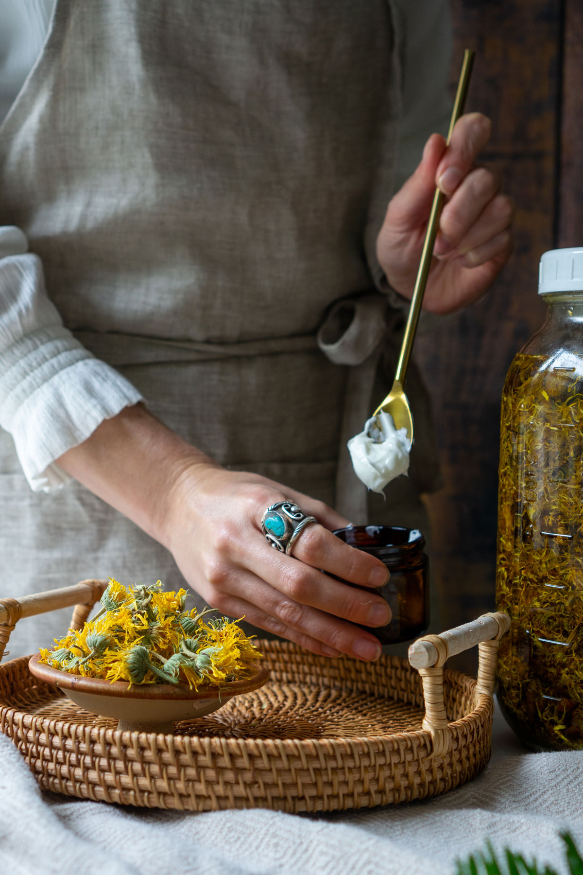 making a shelf-stable calendula cream recipe