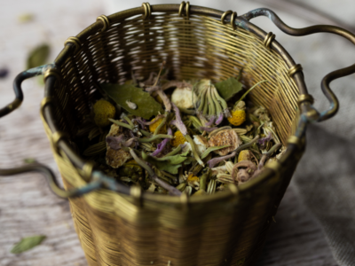 Tea with Fennel & Chamomile | Herbal Academy | loose tea in metal dish