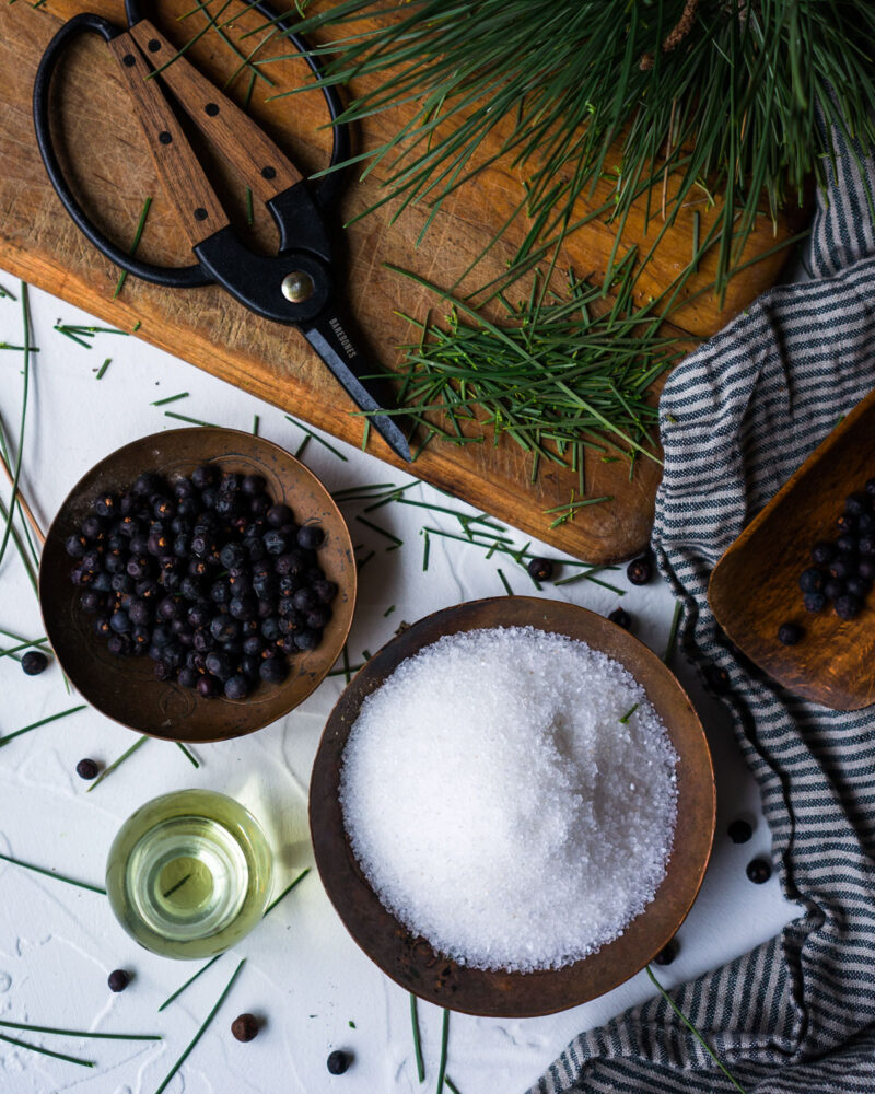 Bath salts recipe ingredients on a table