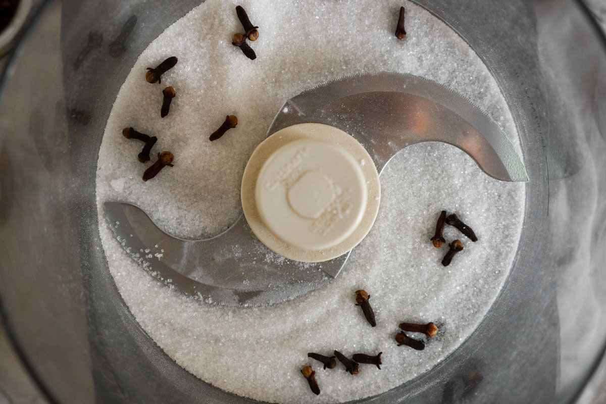 clove herbal sugar in the food processor