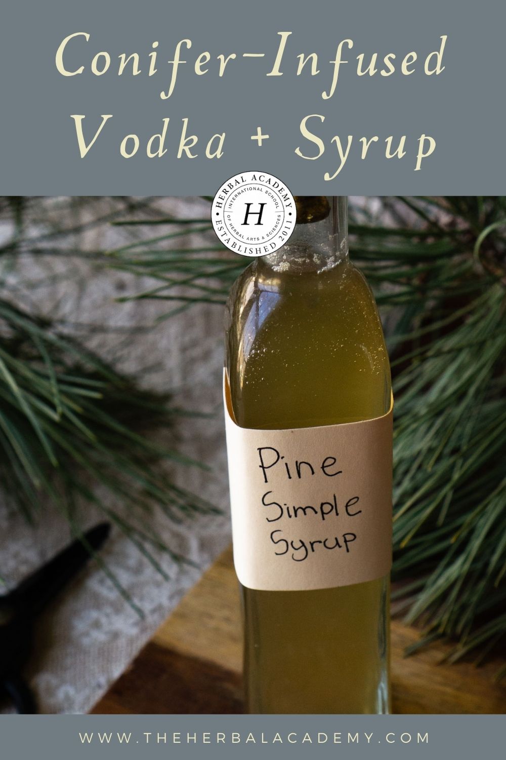 Pine simple syrup Pinterest graphic