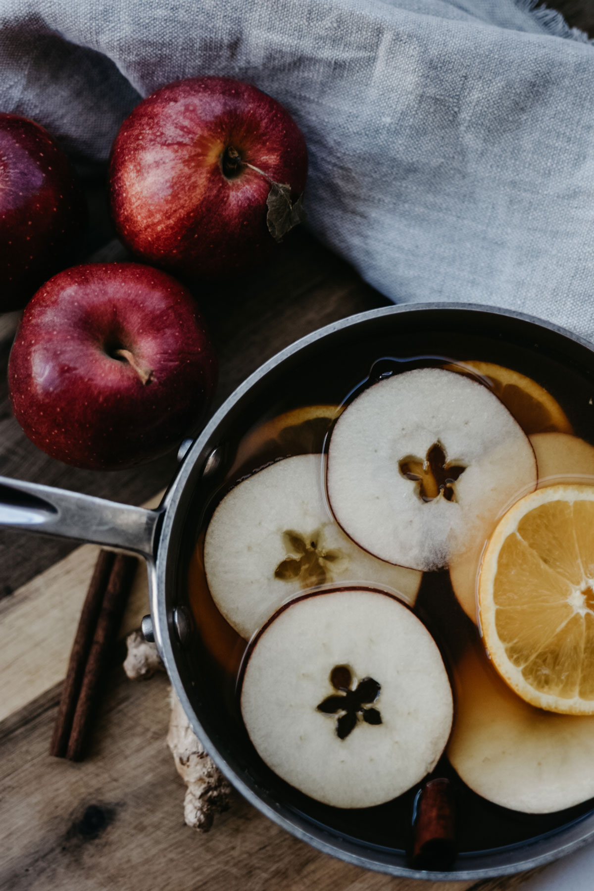 Spiced apple cider on the stovetop