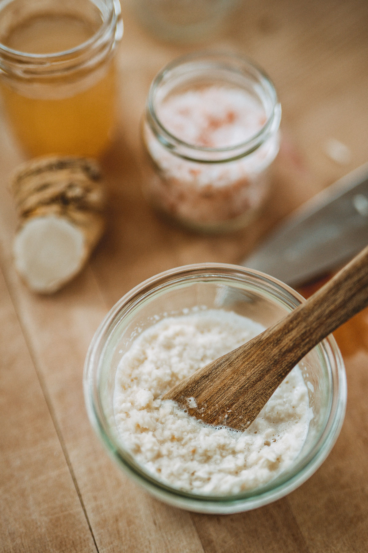 Pureed horseradish root in a bowl