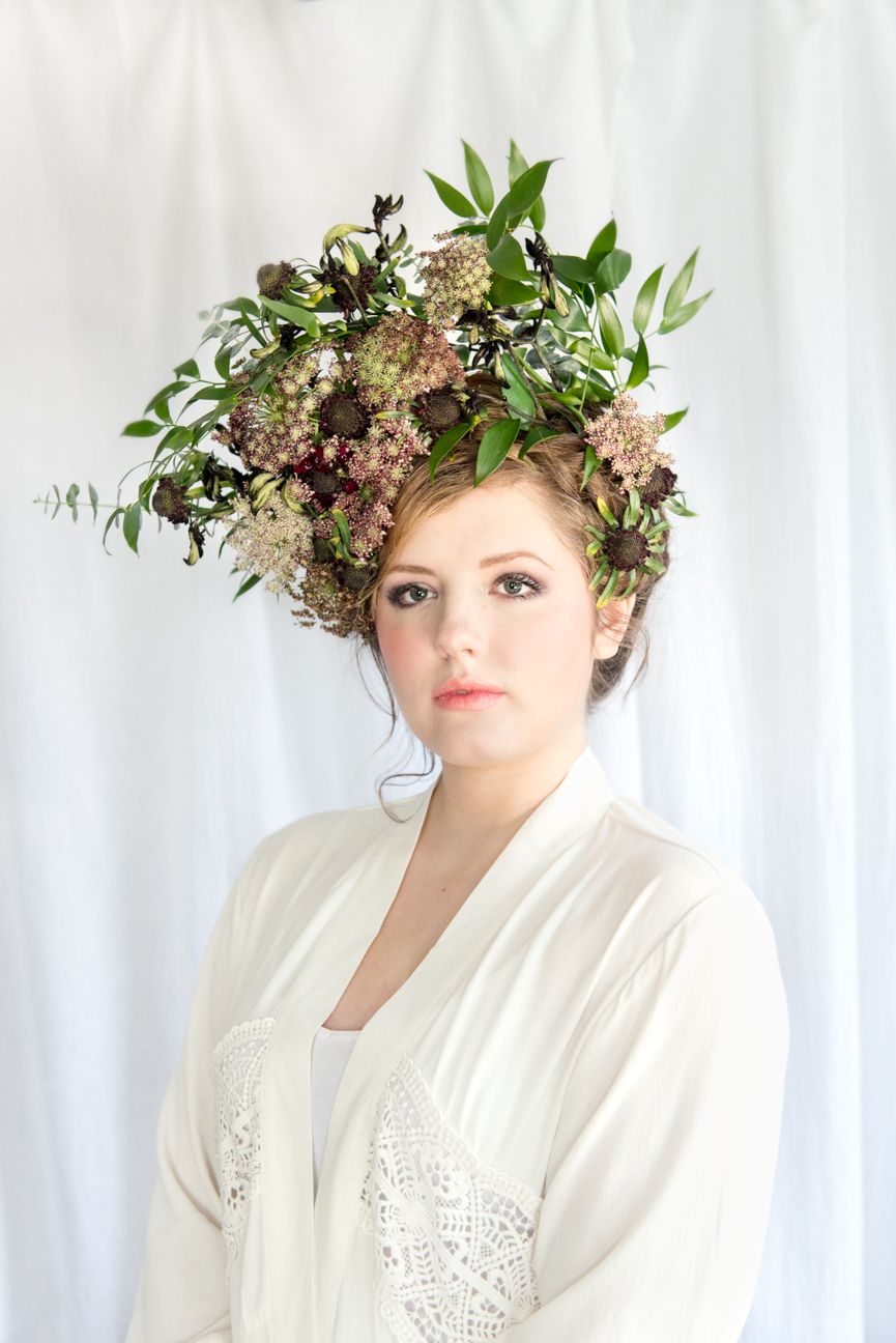 lady wearing dried flowers in her hair