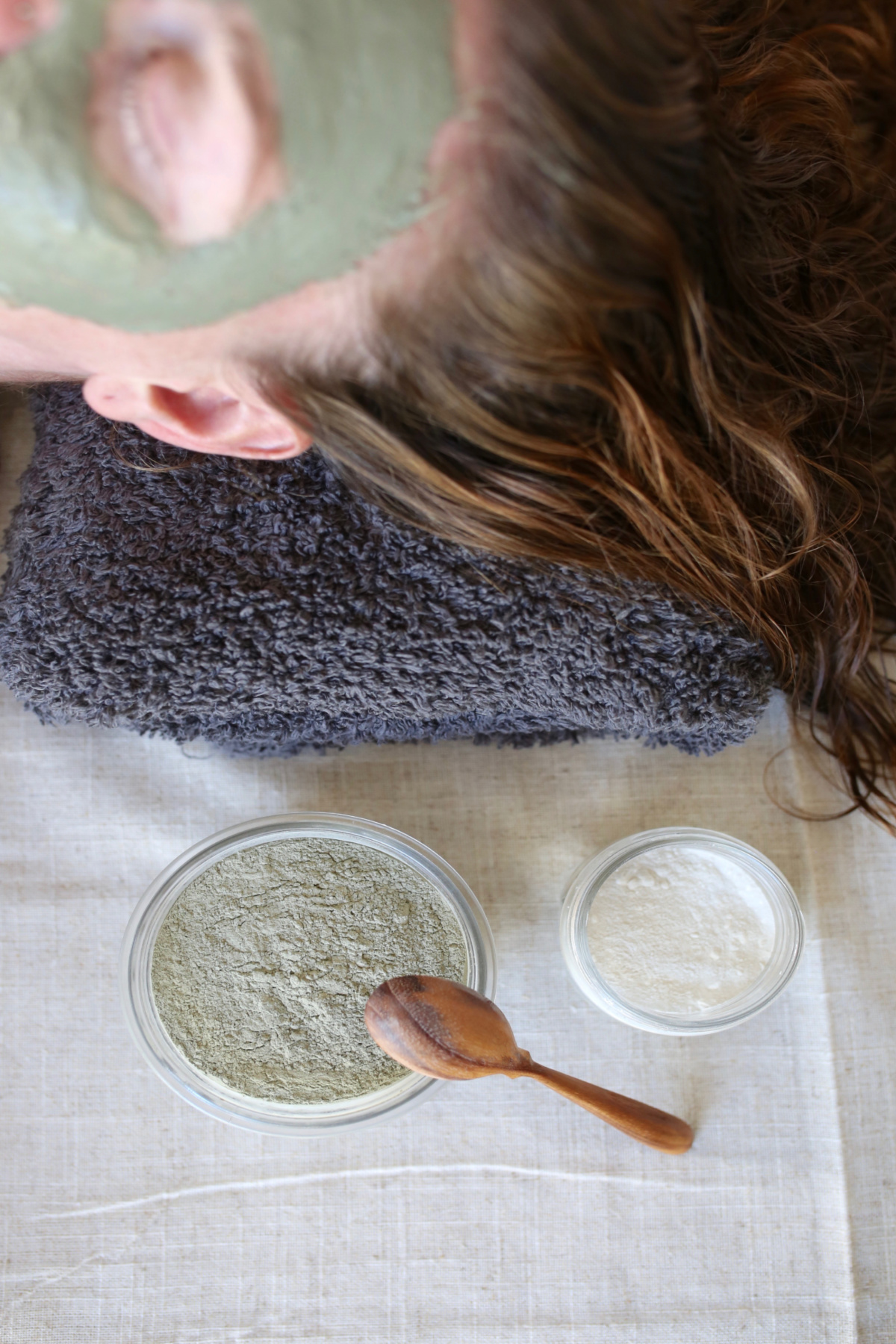 Ingredients for a clay face mask