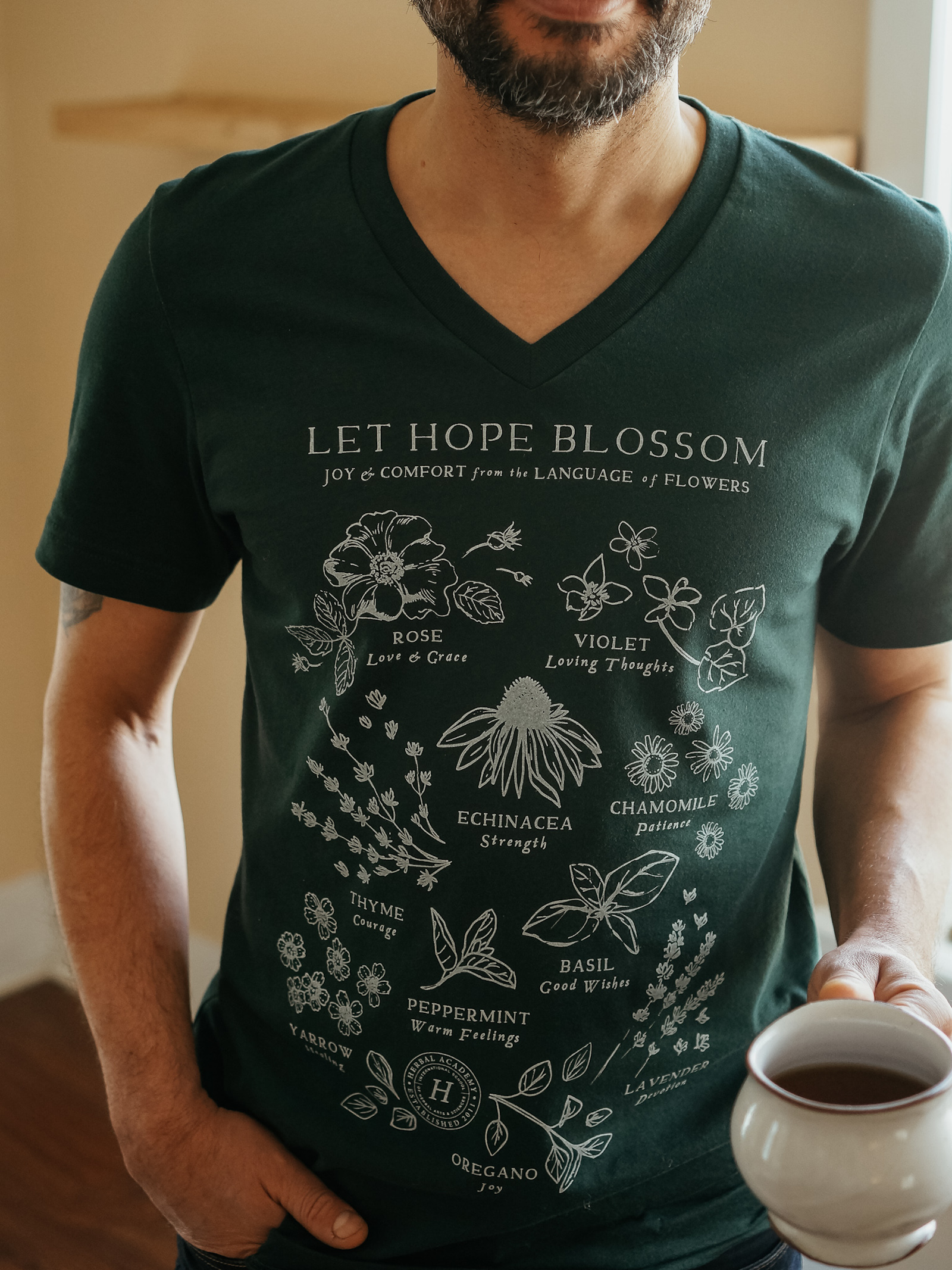 Let Hope Blossom Botanical Tshirt by Herbal Academy - Flower Meanings