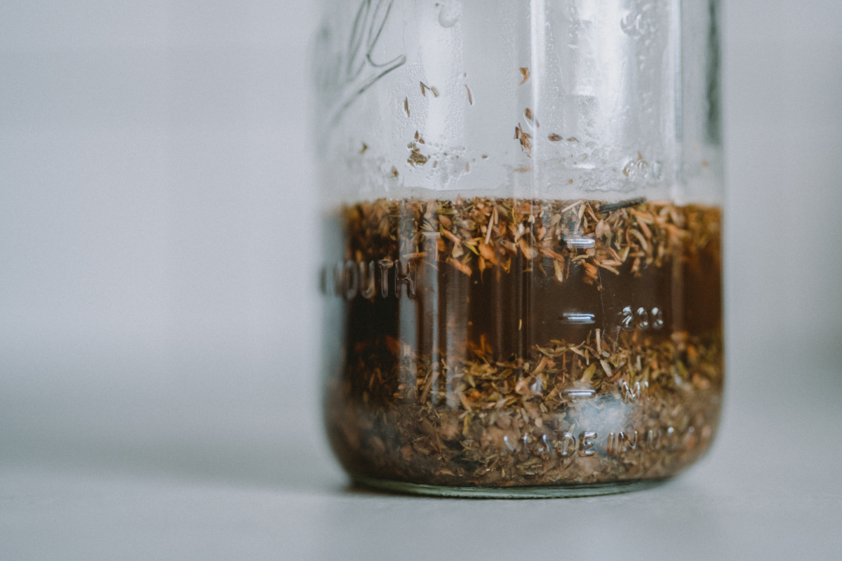 jar of infused herbs