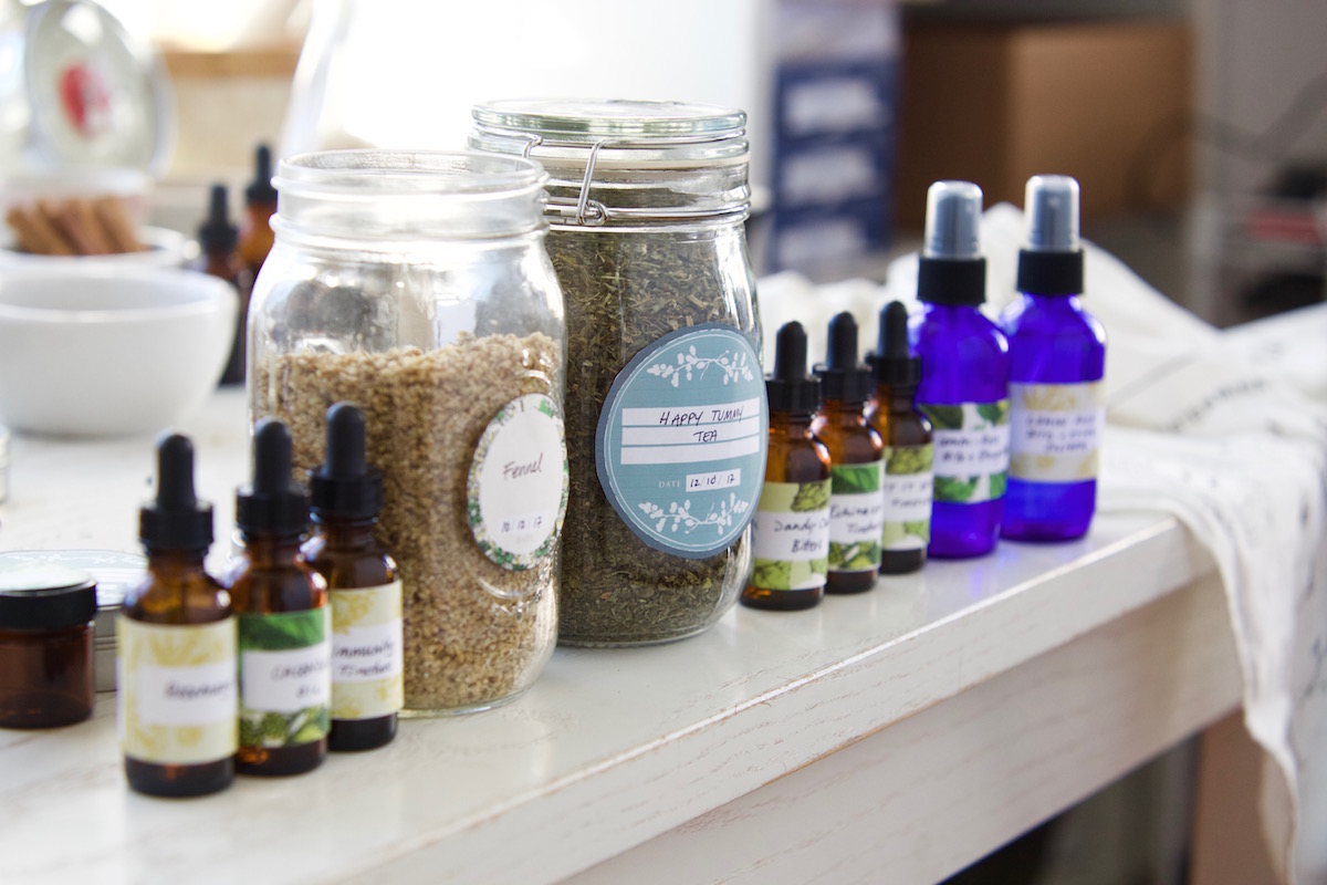 herbal supplements lined on a shelf