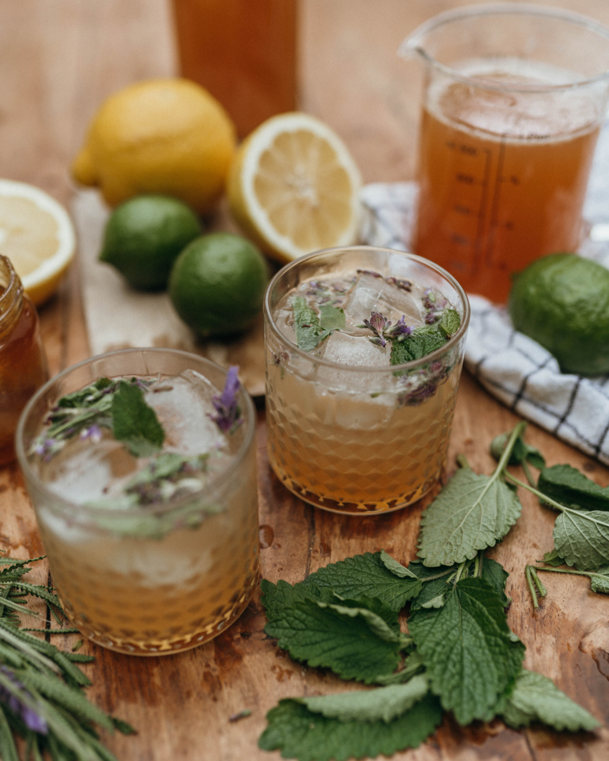 glasses of lavender-lemon balm lemonade