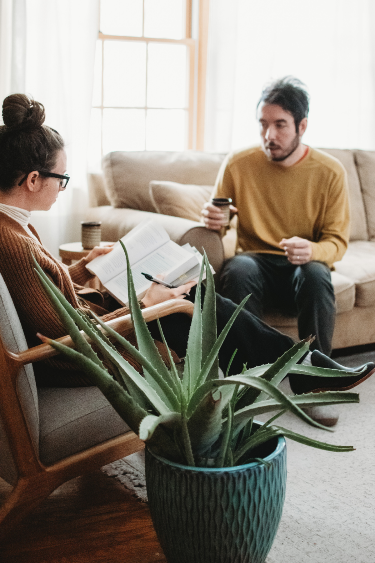 herbalist talking with client