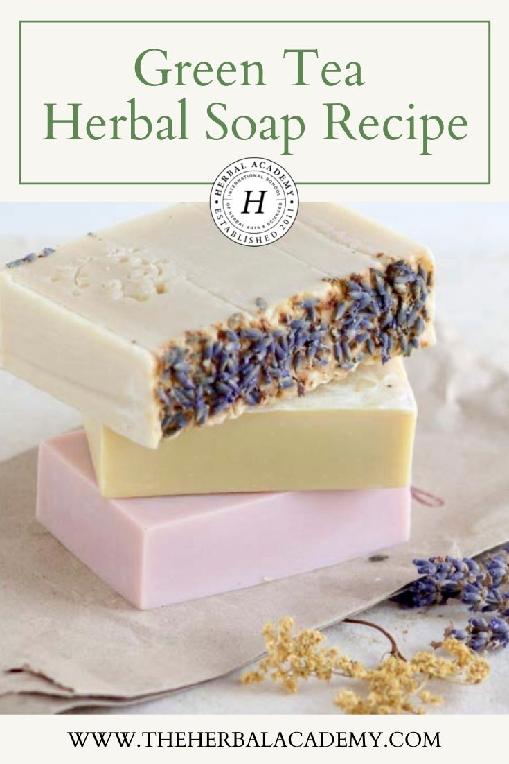 Green Tea Herbal Soap Recipe | Herbal Academy | This green tea soap recipe is easy to make using a green tea bag to add the anti-inflammatory properties to your soap.