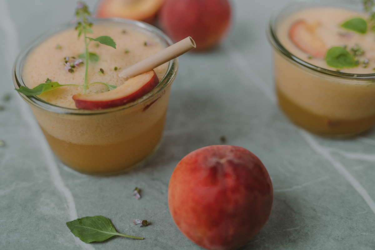 cup of holy basil-peach drink 