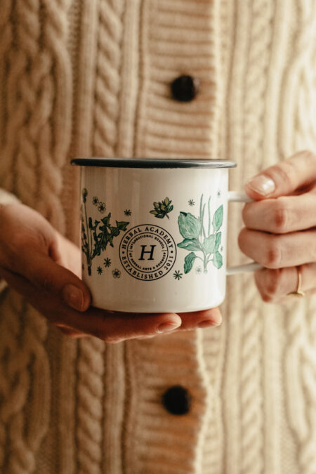 Special Anniversary Floral Enamel Mug - Botanical Mug for Herbalists