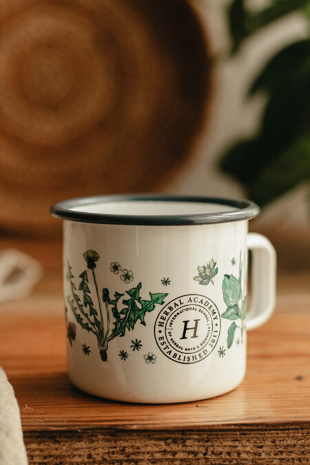 Special Anniversary Floral Enamel Mug - Herbal Academy Mug for Herbalists
