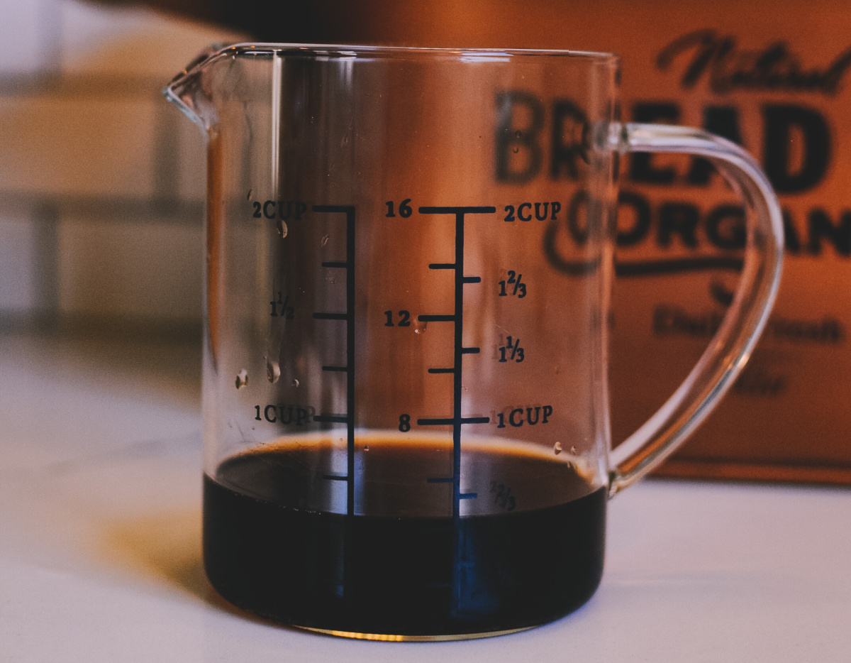 coffee in measuring cup
