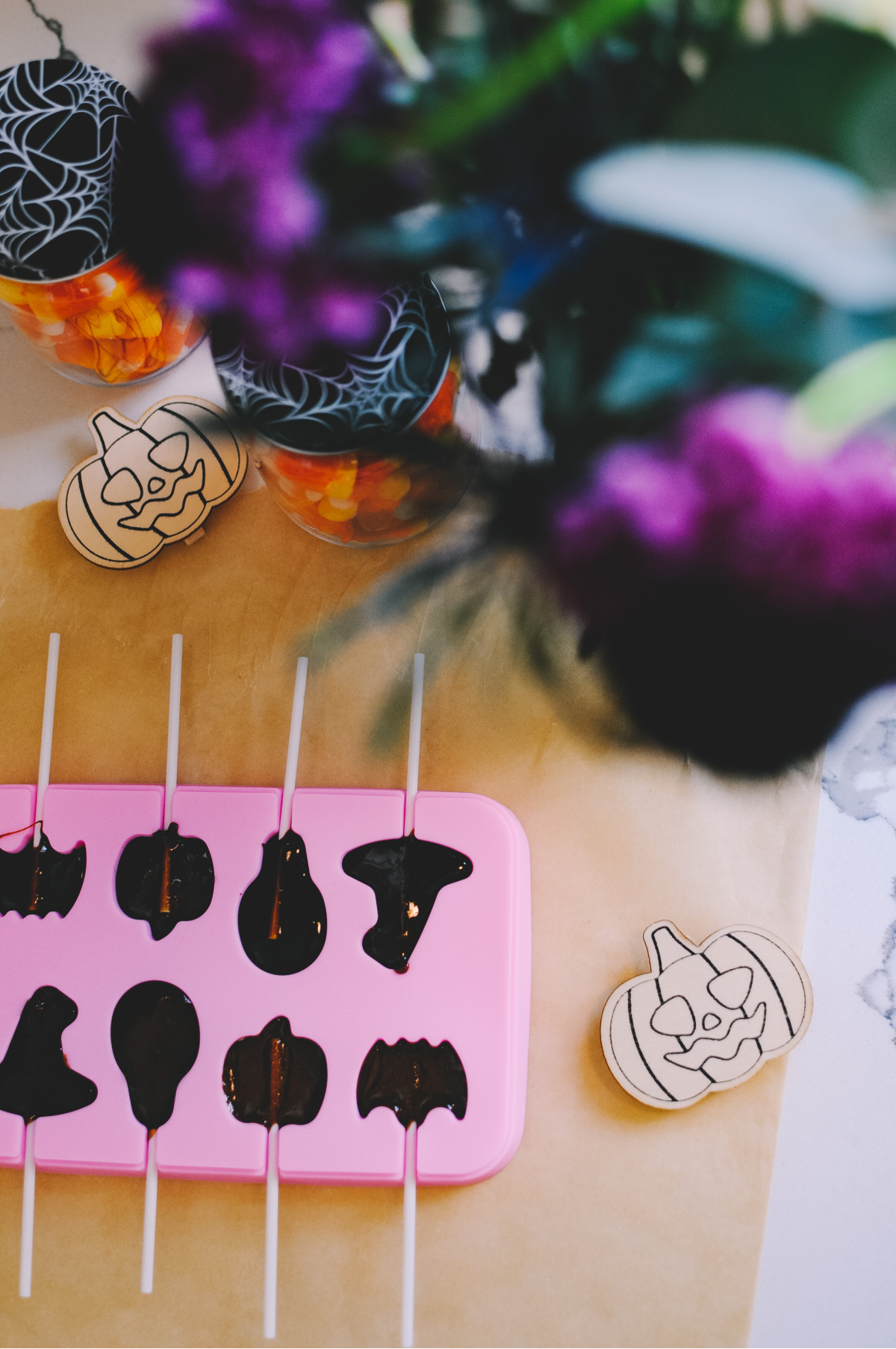 halloween lollipops in candy molds