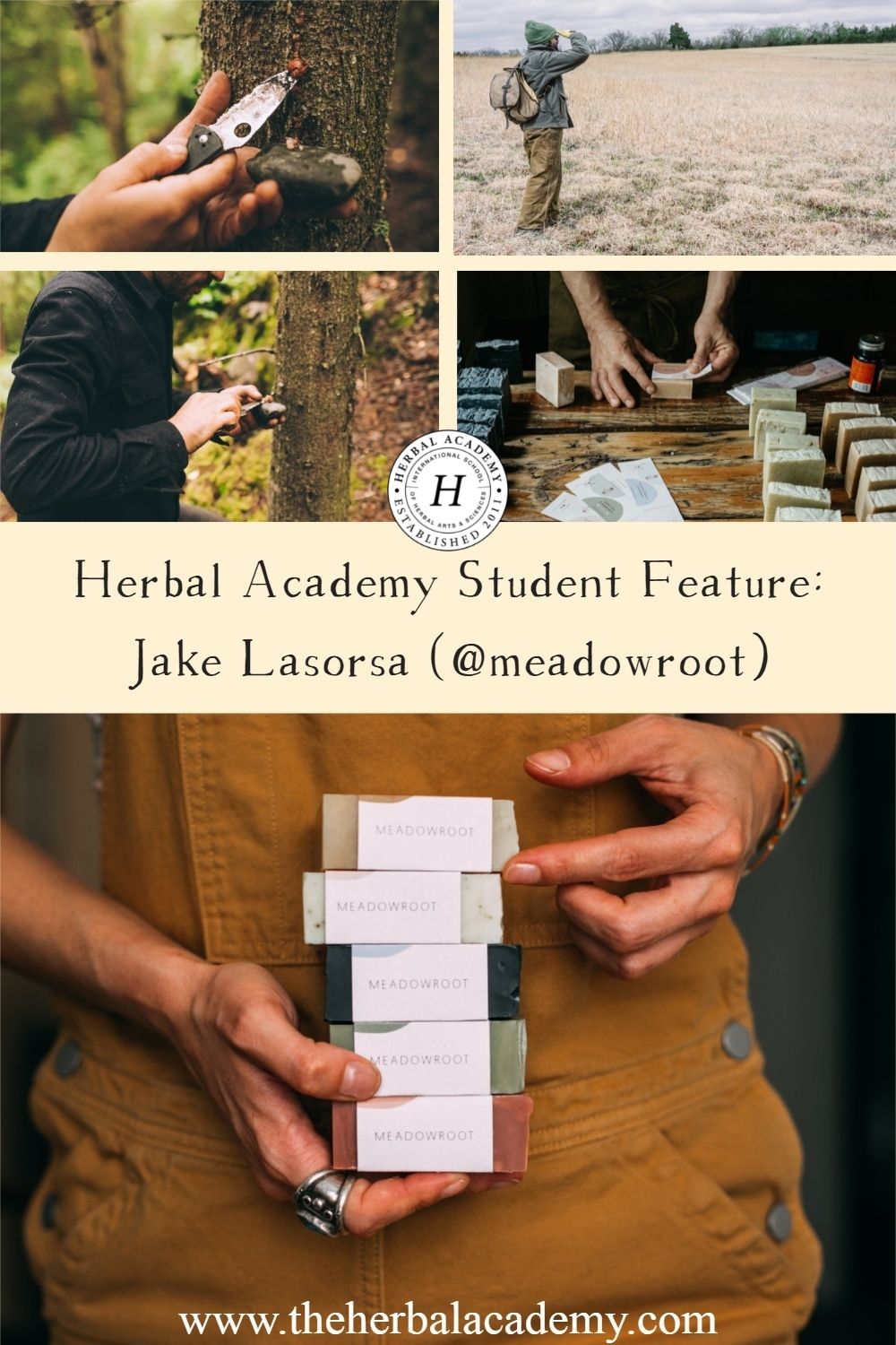Herbal Academy Student Feature: Jake Lasorsa (@meadowroot) | Herbal Academy | This student interview features Herbal Academy graduate, Jake Lasorsa, who incorporates herbs into his handmade soap business, Meadowroot.