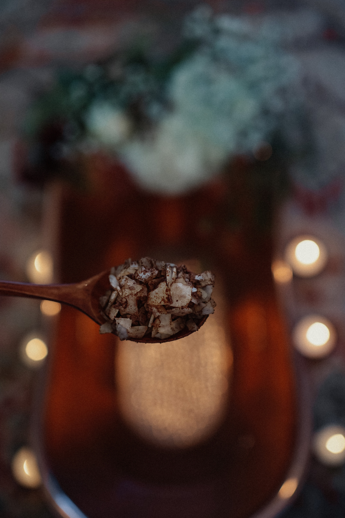 placing cinnamon and magnesium into a foot bath