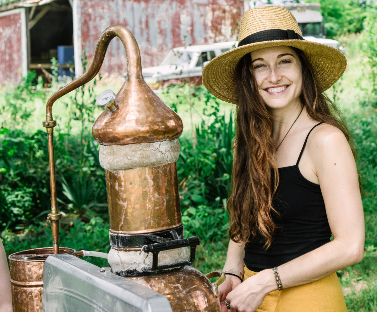 herbalist using a steam-distilled hydrosol