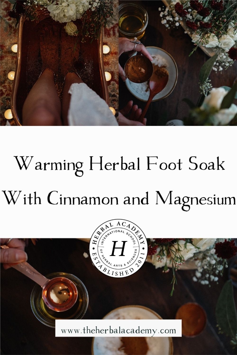 Warming Herbal Foot Soak With Cinnamon and Magnesium | Herbal Academy | A simple herbal foot soak is a great way to introduce the benefits of a warm, grounding soak with cinnamon and magnesium this winter!