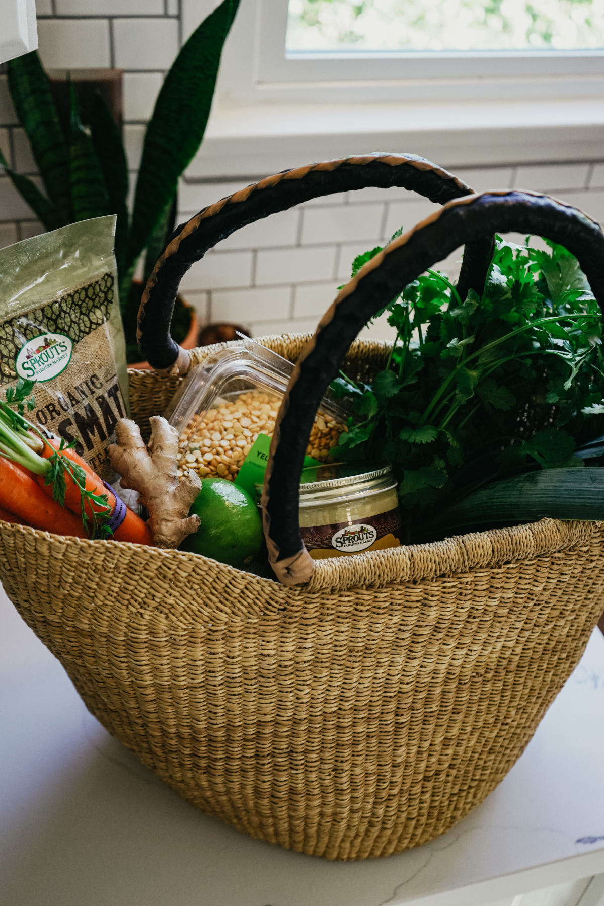 basket full of ingredients to make kitchari