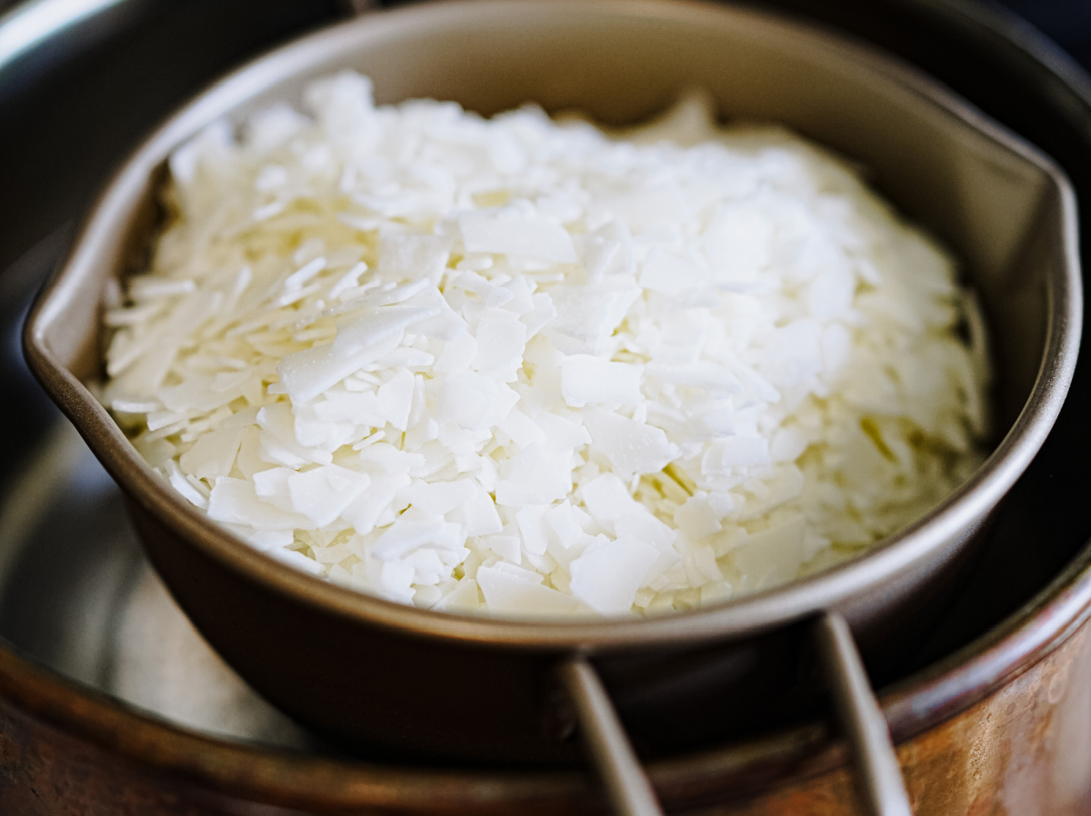 soy wax in a double boiler