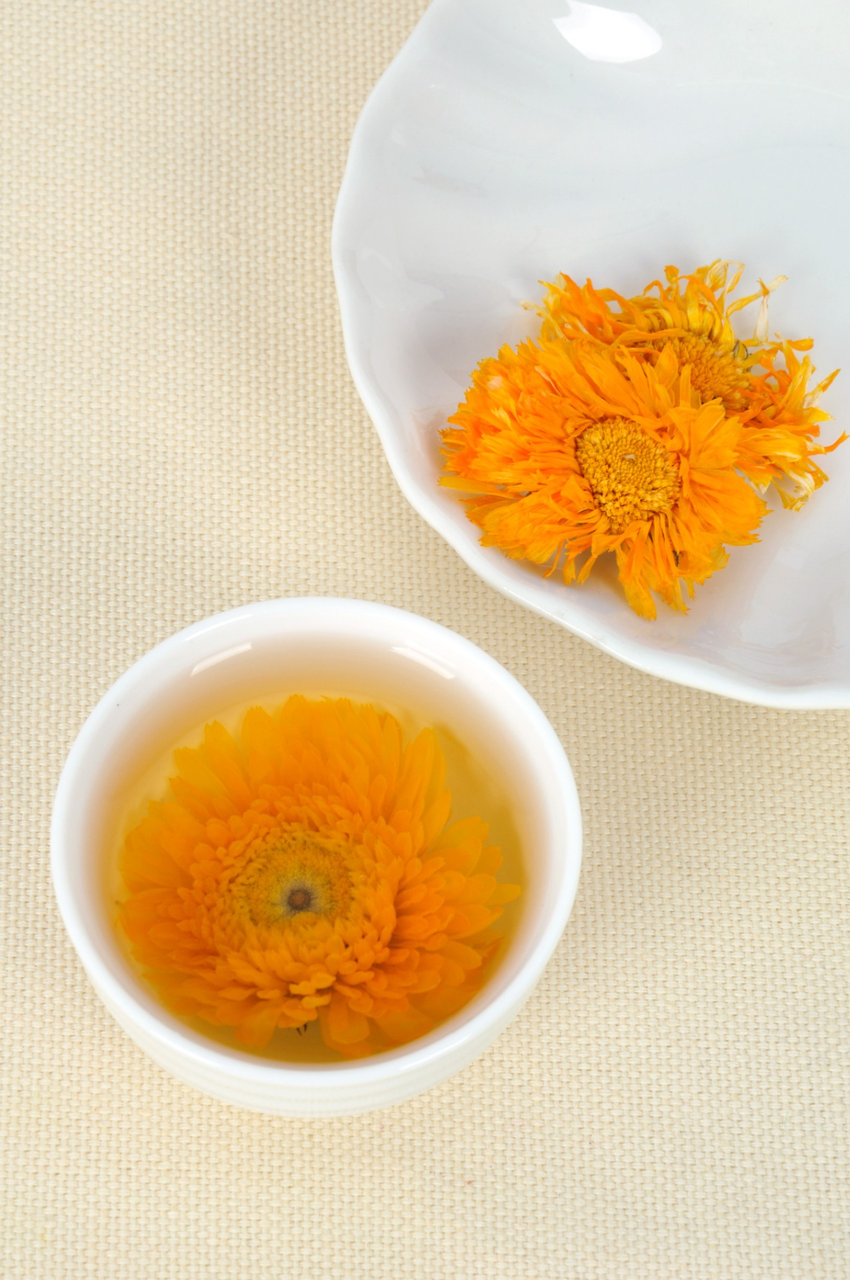 marigold tea in a cup