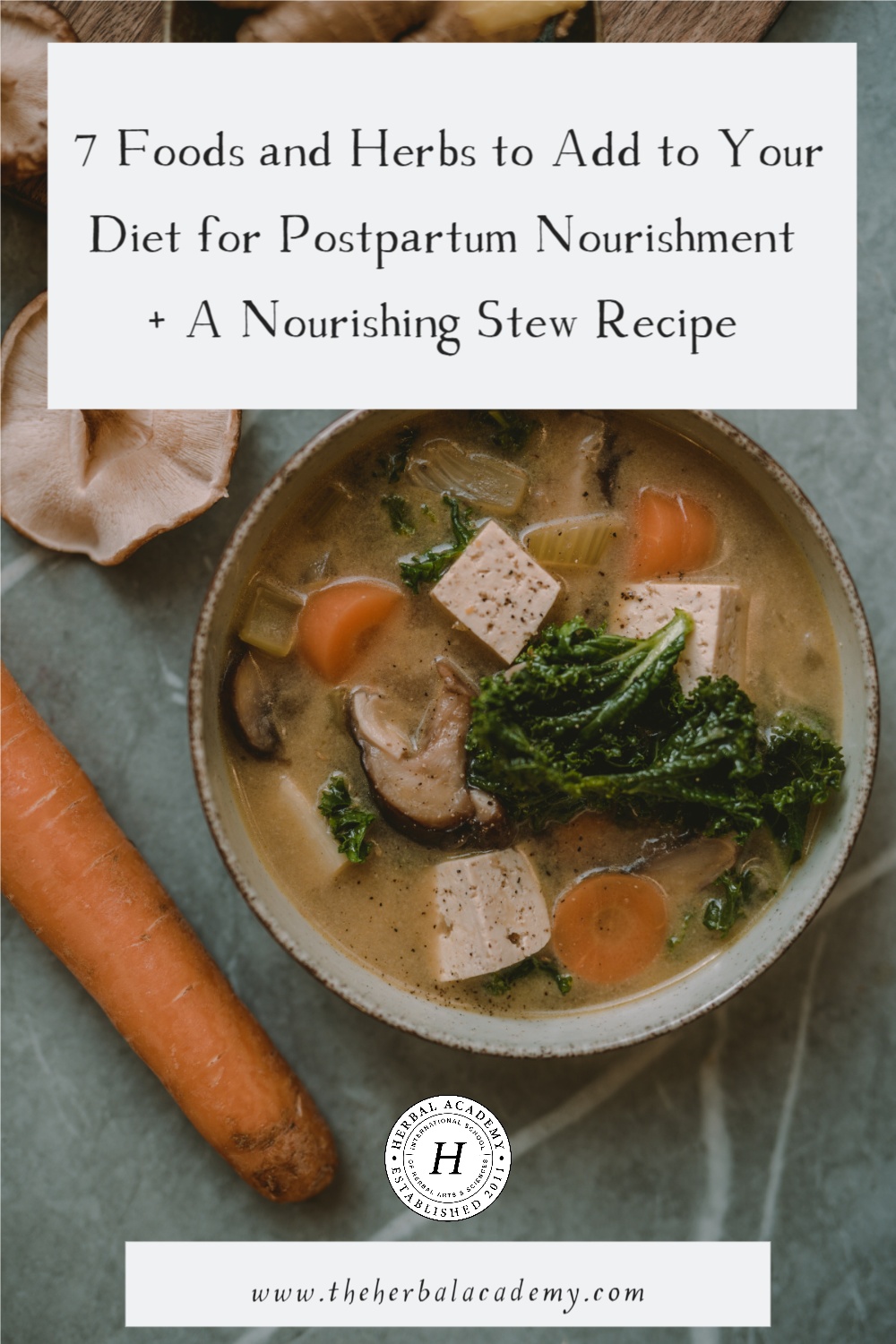 7 Foods and Herbs to Add to Your Diet for Postpartum Nourishment + A Nourishing Stew Recipe | Herbal Academy | Make rest and postpartum nourishment a priority starting with this delicious and healthy Postpartum Nourishment Stew recipe.
